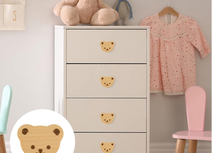 MOROBOR 12PCS Bear Shaped Wooden Knobs Single Hole Beech Wood Handles Cupboard Cabinet Handle Knob for Chest of Drawers with Screws& Expansion Tube