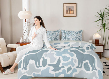 Feelyou Kids Camo Hunting Comforter Set with Sheets King Size 7 Piece for Boys Teens,Camouflage Duck Dog Hunters Bedding Set Farmhouse Rustic Cabin Bed Set Blue