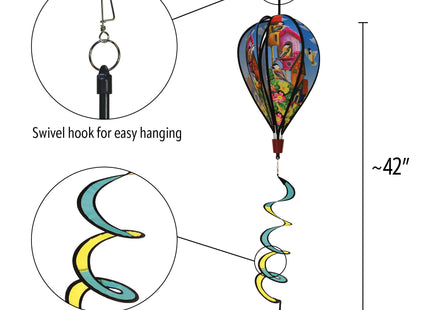 In the Breeze Chickadee Birdhouse 6-Panel Kinetic Hot Air Balloon Wind Spinner,12" W x 42" H x 12" D,1053