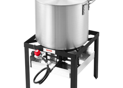 VEVOR 100 Qt Seafood Boiling Kit with Strainer, Outdoor Seafood Boil Pot and Basket, Cooking Set for Crab Crawfish Lobster Boiling, Aluminum Stockpot with 100,000 BTUs Propane Burner and Steamer Rack