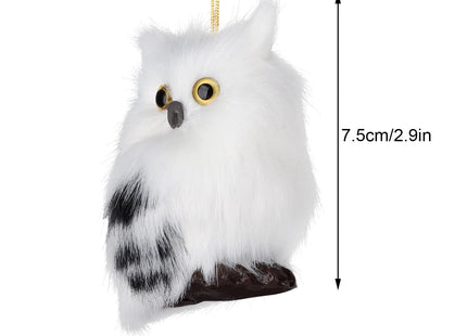 Asodomo 4Pcs Owl White Black Furry Christmas Ornament, Christmas Style Cute Owl Model Tree Decor Fluffy Baby Owl Christmas Ornament