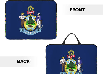 Maine State Flag Print 14in Laptop Case Sleeve Bag â€“ Portable Handle, Business Travel, Accessory Pocket for Notebook, Tablet