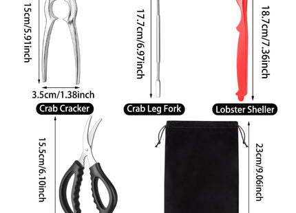 suoundey Seafood Cracker Tool Set With Lobster Sheller Stainless Steel Crab Crackers Crab Leg Fork Seafood Scissors And Storage Bag, Crab Leg Pick Utensils Set Crab Eating Tools (24Pcs)