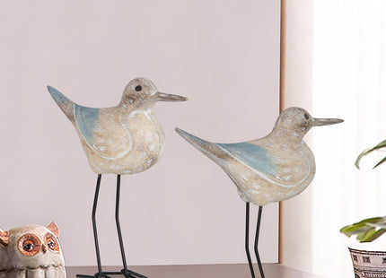 LaLamona Sea Birds Statues Coastal Decor, Wooden Seagull Sculptures Decor for Home Nautical Coastal Beach Ocean Tables Rooms Display, 2pcs