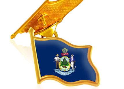 6Pack-US Maine ME State Lapel Pins Waving Flag America Patriotic Pins Bulk Metal Souvenir Series Gifts-1”