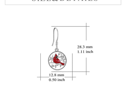 Cardinal Earrings Sterling Silver Red Bird Memorial Gift for Women Cardinal Jewelry for Loved Ones