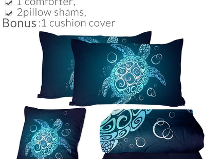 Sleepwish Teal Turquoise Comforter Set Twin Size for Boys Girls 4 Piece Beach Theme Bedding Set Soft Green Sea Turtle Bed Set