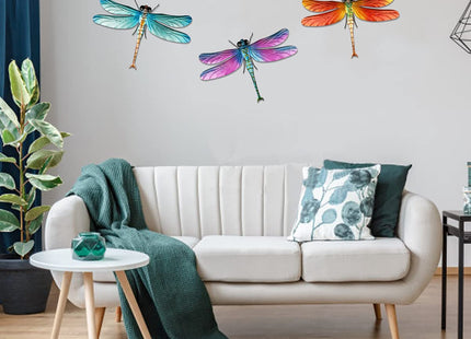 Songjum 3 PCS Metal Dragonfly Wall Decor with Legs Metal Dragonfly Wall Art for Home Bedroom Garden Indoor and Outdoor Decorations