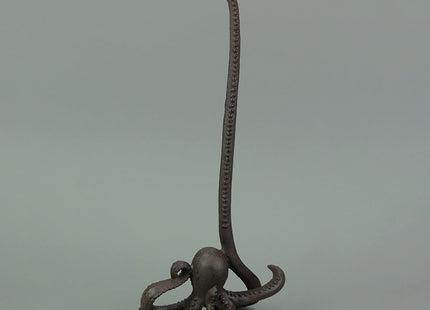 Brown Cast Iron Octopus Paper Towel Holder - 18 Inches High - Whimsical Nautical Decor for Kitchen Countertops - Bringing Artistic Coastal Charm to Your Home