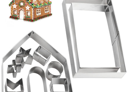 Gingerbread House Cookie Cutter Set - 3D Christmas Cookie Cutters - 10Pcs Gingerbread House Kit for Christmas, Halloween, Holiday, Winter (Gift Package)