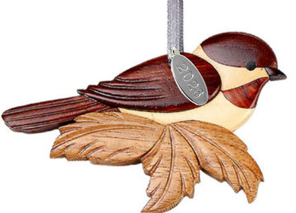 Bird Ornaments - Chickadee Christmas Ornament 2026 Black Capped Chickadee Ornament Two-Tone Wood Christmas Ornament - Intarsia Design - Comes in A Gift Box So It's Ready for Giving