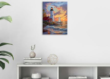 Lighthouse Canvas Wall Art Coastal Beach Modern ArtWork 12" x 16"