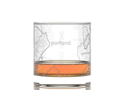 Well Told Engraved Portland Maine Map Rocks Glass, Old Fashioned Whiskey Glass (11 oz, Clear) Etched Whiskey Glass, Gifts For Whiskey Lovers