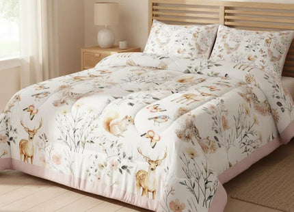 Feelyou Jungle Animal Kids Comforter Set Twin Size Deer Bedding Set Cabin