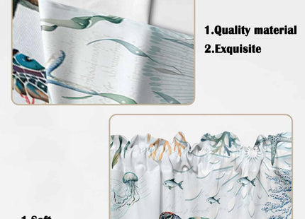 Lsrtoss Sea Turtle Swag Valances for Windows 2 Pack, Kitchen Window Curtains 36 Inch Length, Coastal Nautical Coral Beach Starfish Swag Curtains for Living Room/Bathroom with Rod Pocket 36"x36"