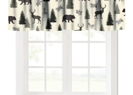 Camouflage Forest Curtain Valances,Rustic Country Bear Deer Pinecone Print Window Valance,Farmhouse Style Short Window Treatments for Bedroom Living Room Kitchen,54x18in