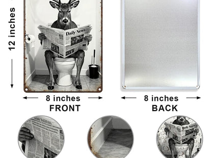 UBIMKW Deer Bathroom Metal Tin,Deer on Toilet Sign