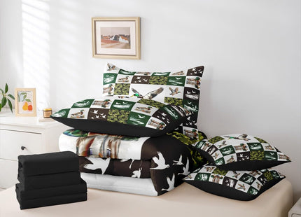 Erosebridal 7-Piece Mallard Duck Bedding Set Twin Size for Kids - Camo Duck Comforter Set with Sheets Rustic Cabin Lodge Bed in A Bag with Flat Fitted Sheets Farmhouse Hunting and Fishing Quilt