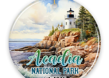 Majestic Acadia National Park Artwork Ornament, Travel Souvenir (Circle)