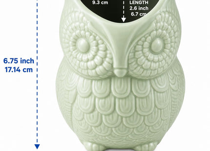 Comfify Sage Green Owl Utensil Holder – Decorative Ceramic Kitchen Crock