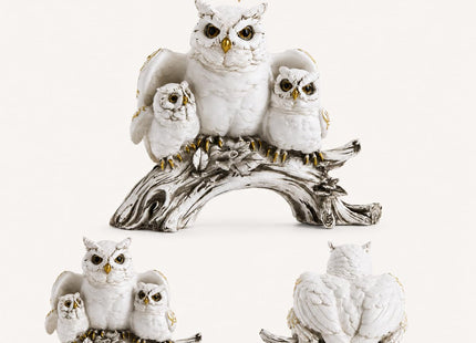 Blorple White Owl Family Statue, Resin Owl Figurines for Home Decor