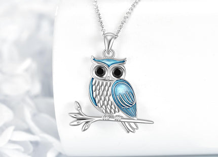 LWQQWL Owl Necklace for Women 925 Sterling Silver Owl Pendant Necklaces Cute Animal Jewelry Gifts