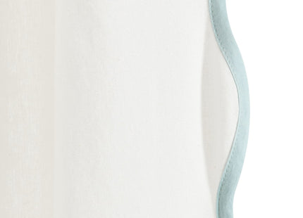 Lush Decor Coastal Chic Scalloped Edge Window Curtain Panels Pair 52" W x 95" L White & Blue - White Curtains - Linen Textured - Long Curtains - Modern Beach Decor