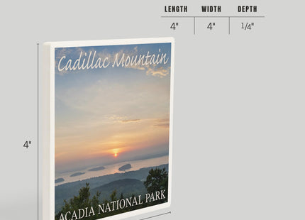 Lantern Press Acadia National Park, Maine, Cadillac Mountain (Absorbent Ceramic Coaster, Single, Cork Back, Kitchen Table Decor)
