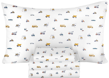Ivellow Twin Sheet Set 100% Natural Cotton Sheets Soft Breathable Durable Lightweight Crispy Percale Twin Bed Sheets 16" Deep Pocket Elk Forest Patterned Sheets Kids Twin Bedding Dorm Essentials