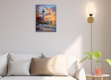 Lighthouse Canvas Wall Art Coastal Beach Modern ArtWork 12" x 16"