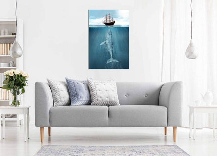 Whale & Ship Maritime Bathroom Canvas Wall Art Picture Print Home Decor