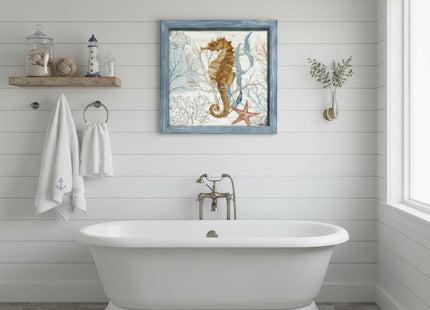 arttitue Seahorse Framed Wall Art, Ocean Sea Life Picture Decor, 24x24 Inch