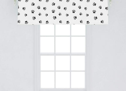Lunarable Paw Print Window Valance, Repeating Monochrome Layout of Bear Cub Themed Modern Animal Lovers, Curtain Valance for Kitchen Bedroom Decor with Rod Pocket, 54" X 18", Grey White