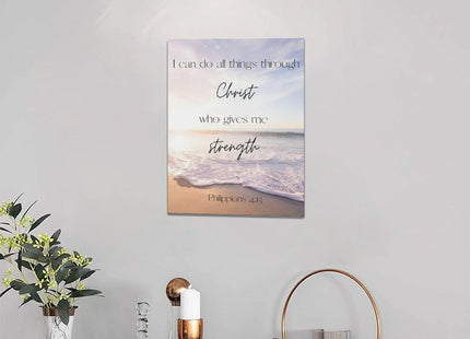 Tijuboni Coastal Sunrise Decor Wall Art I Can Do All Things Through Christ Decor Bible Verse Pictures Canvas Prints Christian Religious Spiritual Artwork for Bathroom Bedroom Office 12"x16"