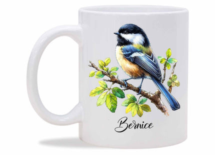 Yossbe Chickadee Coffee Mug, Personalized Chickadee Tea Cup With Name, Chickadee Bird Lover Mugs Gift For Men Women, Chickadee Cups For Birthday, Adorable Chickadee Bird White Ceramic Mug 11oz 15oz