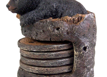 Black Bear Coaster Holder With 4 Coaster Set