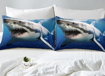 Kids Comforter Set for Boys Girls,3D Shark Fish Down Comforter 2 Piece Hawaiian Beach Theme Bedding Quilted Duvet Set Ocean Sea Animal Pattern Blue Duvet Insert for Toddler Teen Bedroom Decor,Twin