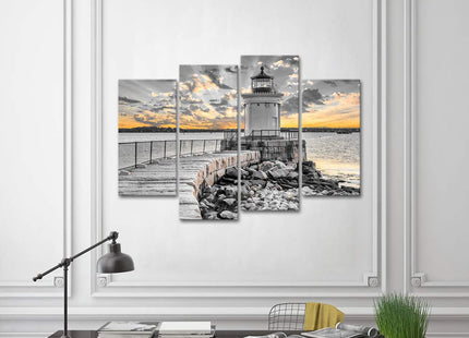 LoveHouse Lighthouse Wall Art Sunset Beach Pictures Decor