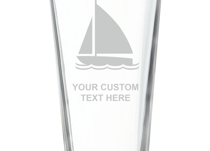 Customized, Sailboat 16 oz Pint Beer Glass Premium Engraved Logo Design Permanent Personalized Custom Beverage Glasses Laser Engraving