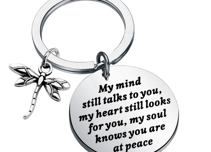 PLITI Dragonfly Memorial Gift Loss of Loved One Gift My Mind Still Talks To You Sympathy Keychain (my mind dragonfly)