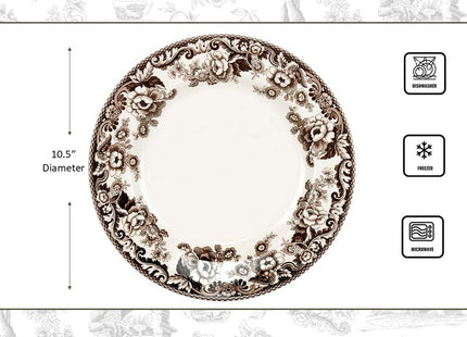 Spode Woodland American Wildlife Mule Deer Dinner Plate - Rustic Earthenware Tableware, 10.5" Collectible Plate for Holiday Dining, Dishwasher, Microwave, Oven Safe - Made in England