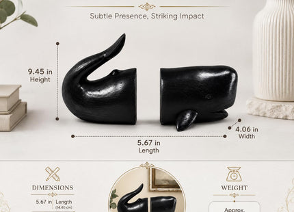 Comfy Hour 13.2 Inch Whale Bookends, Nautical Decor, Set of 2