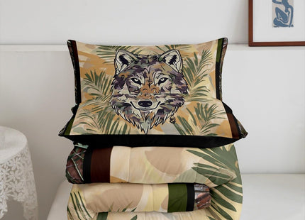 Erosebridal Fox Comforter Set Twin Size Woodland Camo Down Comforter Army Green Camouflage Wild Animal Bedding Set for Boys Teen Men,Wildlife Nature Tree Branch Quilt Duvet with 1 Pillow Case