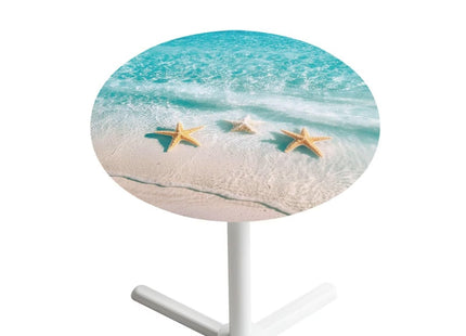 Garucesta Round Tablecloth 24'' Diameter Cocktail Table Topper Cap Cover Washable Round Stretch Highboy Table Covers Cloths with Elastic Edge for Home Decor, Starfish Beach