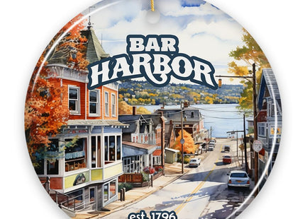 Charming Bar Harbor Street Ornament and Holiday Decoration, Maine Keepsake and Present