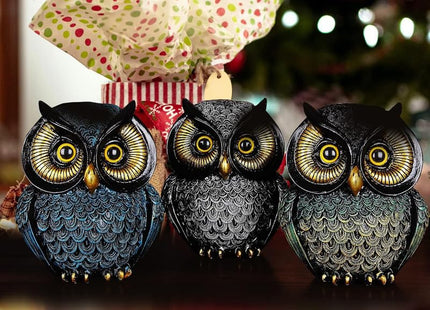 socxiaoshen Owl Figurines for Home Decor,Owl Statue for Shelf Living Room