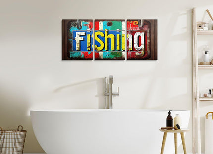 Feelyou Fishing Canvas Wall Art Set of 3 for Bedroom