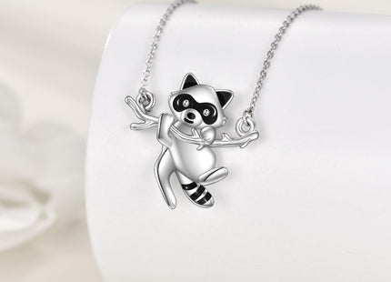 URONE Raccoon Necklace 925 Sterling Silver Cute Raccoon Pendant Animal Jewelry Gifts for Women(Raccoon)