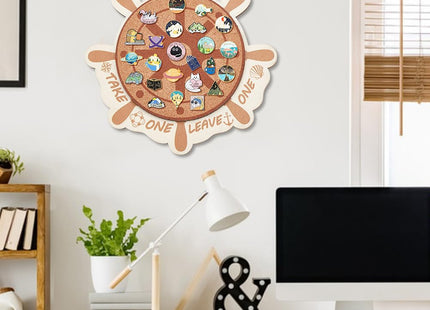 BENECREAT Cork Brooch Board, Wall Cork Tray Nautical Compass Pin Board for Brooch Pin Storage, Jewelry Display, Office Home and School Decor, 11.8x11.8 Inch, 0.5 Inch Thick