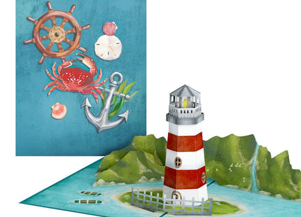Lovepop Coastal Lighthouse Pop Up Card - 3D Nautical Seaside Greeting Card for Friend, Coworker, Retiree, Sailor (Retirement, Birthday, Thank You, Just Because) 5x7 with Envelope